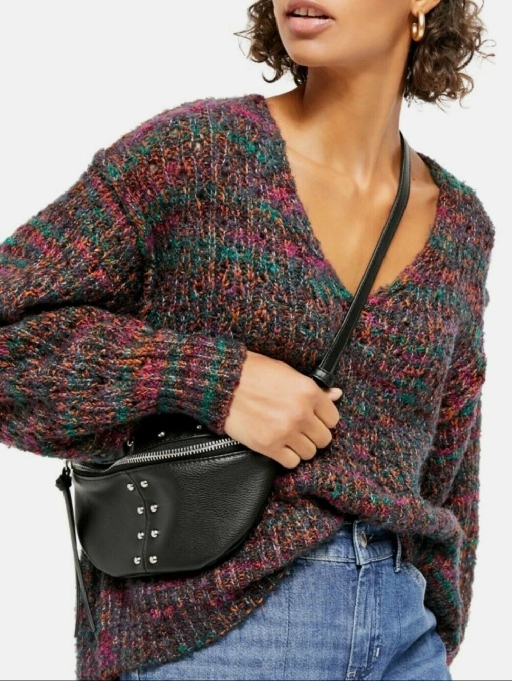 Free People Highland V Sweater Oversized Cottage Core Soft Sz M